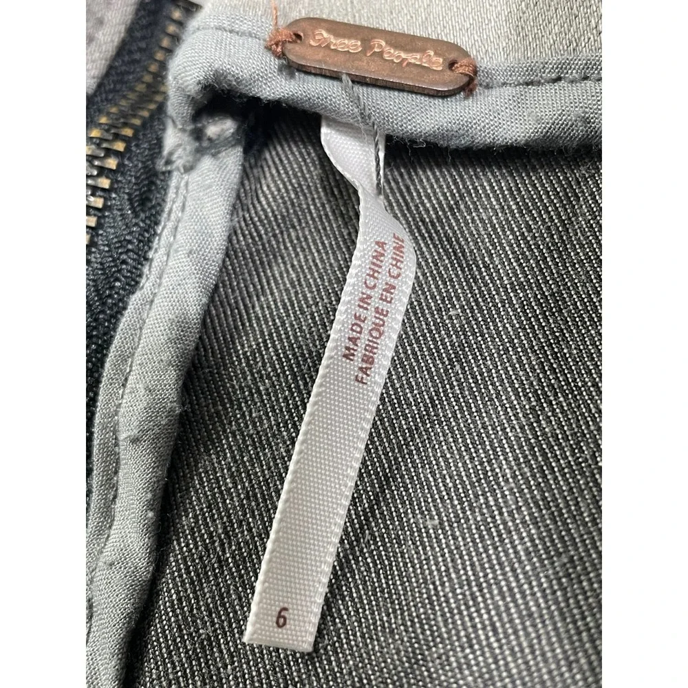 Free People Modern Femme Mini Skirt Womens 6 Gray Stretch Denim A Line